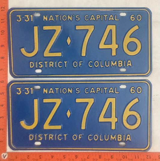 1960 Washington, DC #JZ-746 Passenger License Plate (Pair)
