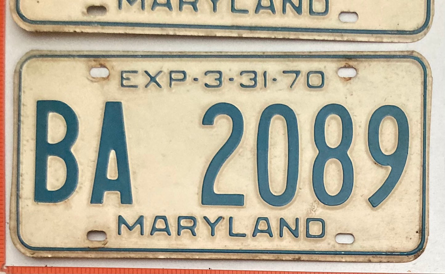 1970 Maryland #BA 2089 Passenger License Plate PAIR