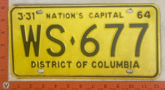 1964 Washington, DC #WS-677 Passenger License Plate