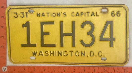 1966 Washington, DC #1EH34 Passenger License Plate
