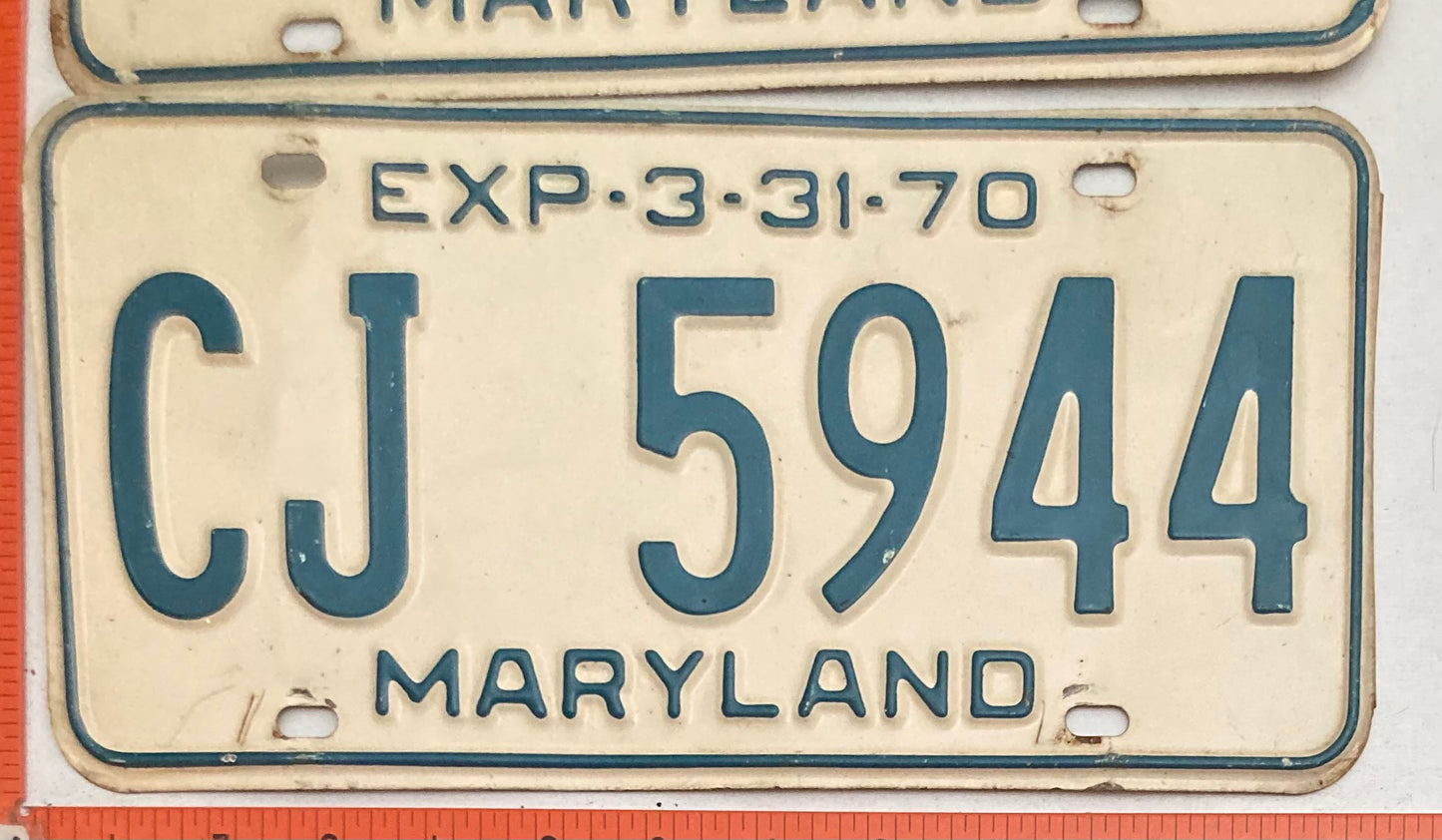 1970 Maryland #CJ 5944 Passenger License Plate PAIR