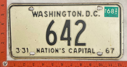 1968 Washington, DC #642 Passenger License Plate