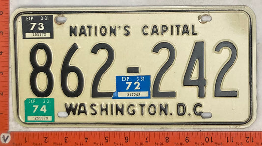 1973 Washington, DC #862-242 Passenger License Plate