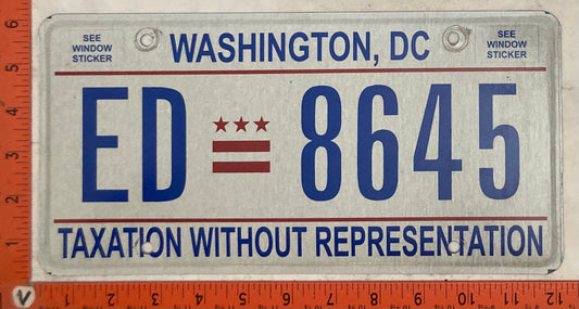 Undated Washington, DC #ED-8645 Passenger License Plate