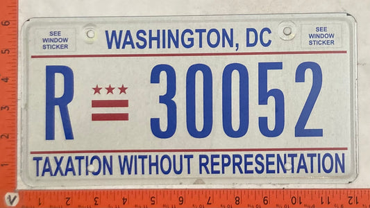 Undated Washington, DC #R-30052 Rental License Plate