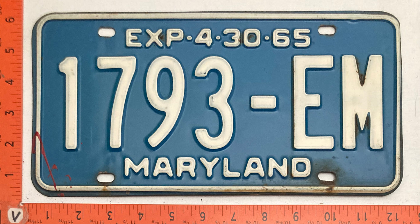 1965 Maryland #1793-EM Truck License Plate