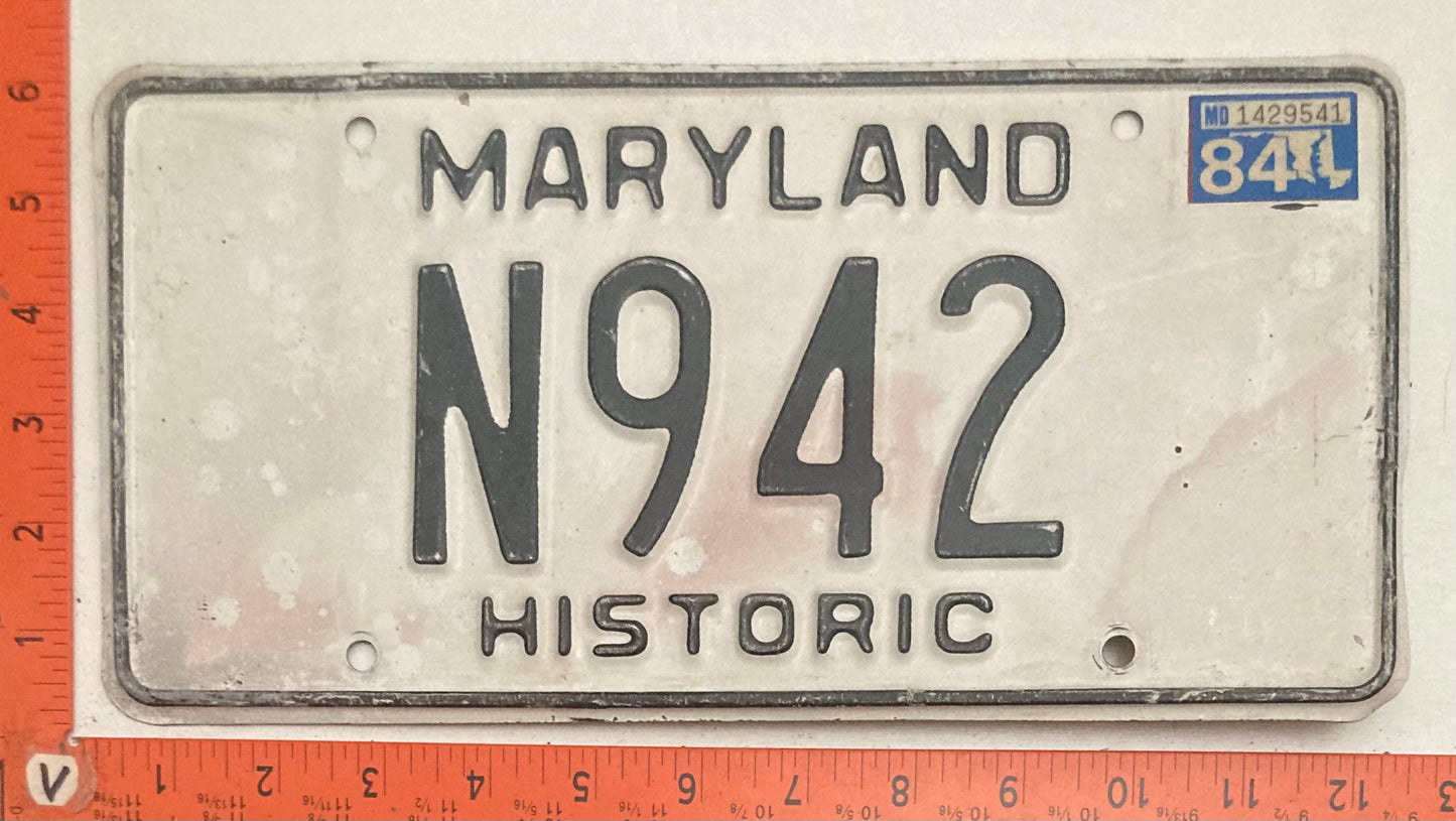 1984 Maryland #N942 Historic License Plate