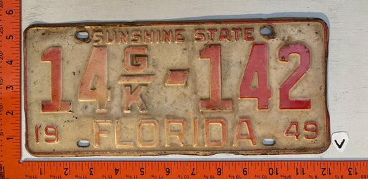 1949 Florida #14 G/K-142 Commercial License Plate