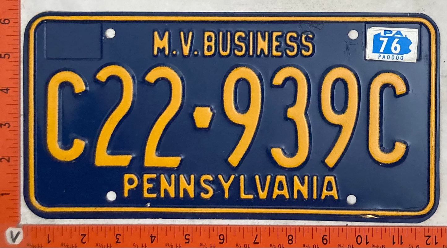 1976 Pennsylvania #C22-939C MV Business License Plate