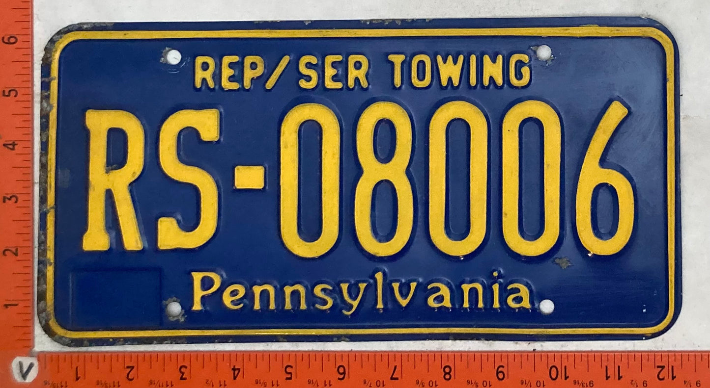 Undated Pennsylvania #RS-08006 Repair/Service Towing License Plate