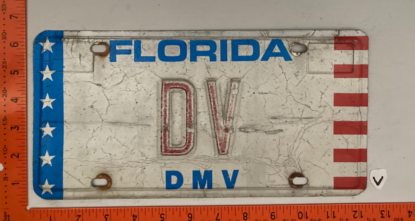Undated Florida #DV Disabled Vet front License Plate