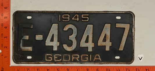 1945 Georgia #E-43447 Passenger License Plate