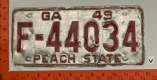 1949 Georgia #F-44034 Passenger License Plate