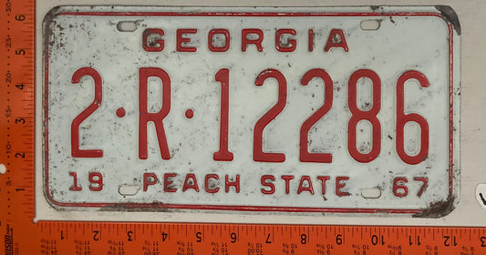 1967 Georgia #2-R-12286 Passenger License Plate