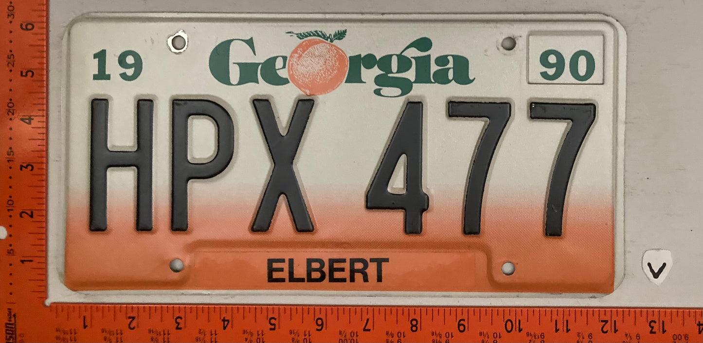 1990 Georgia #HPX 477 Passenger License Plate