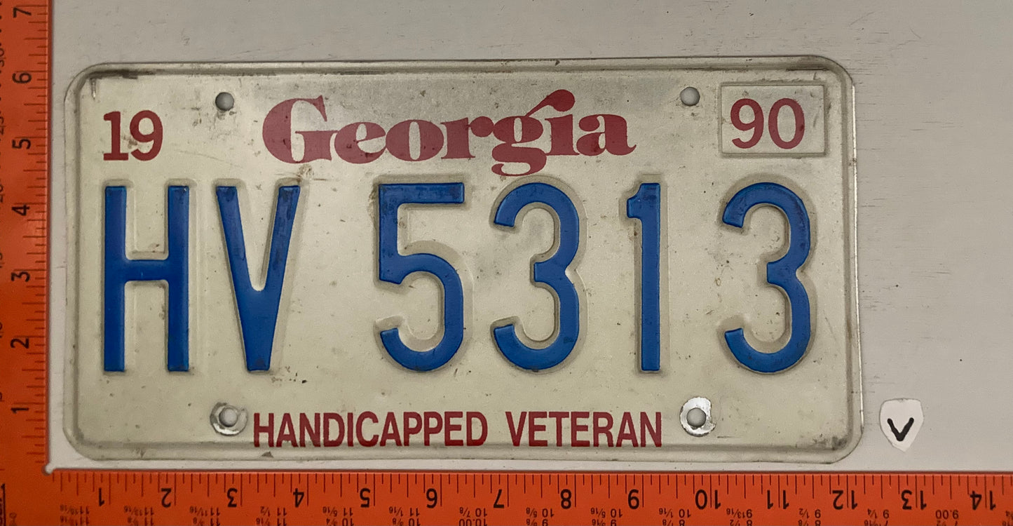1990 Georgia #HV 5313 Handicapped Veteran License Plate
