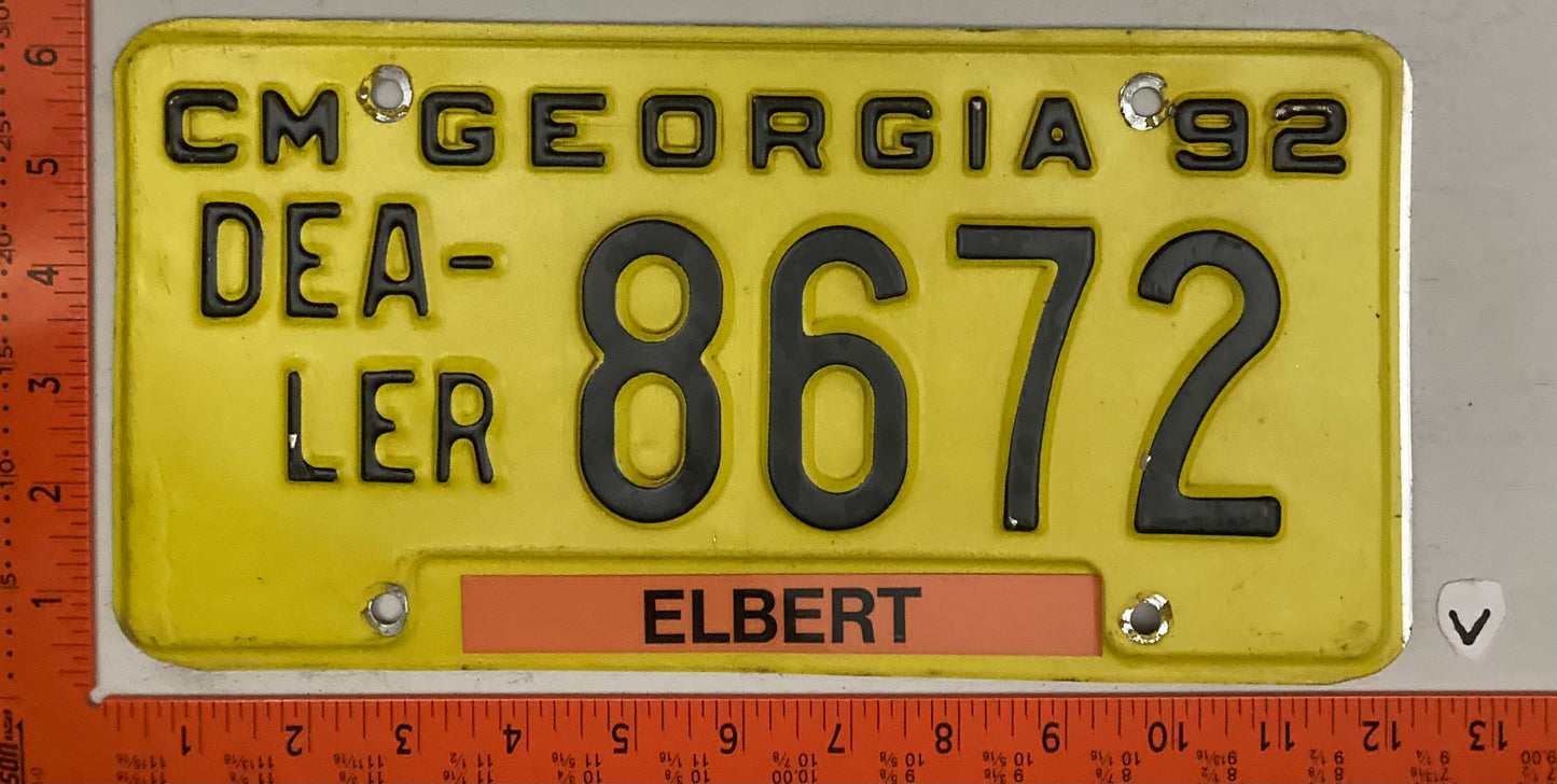1992 Georgia #8672 Dealer License Plate