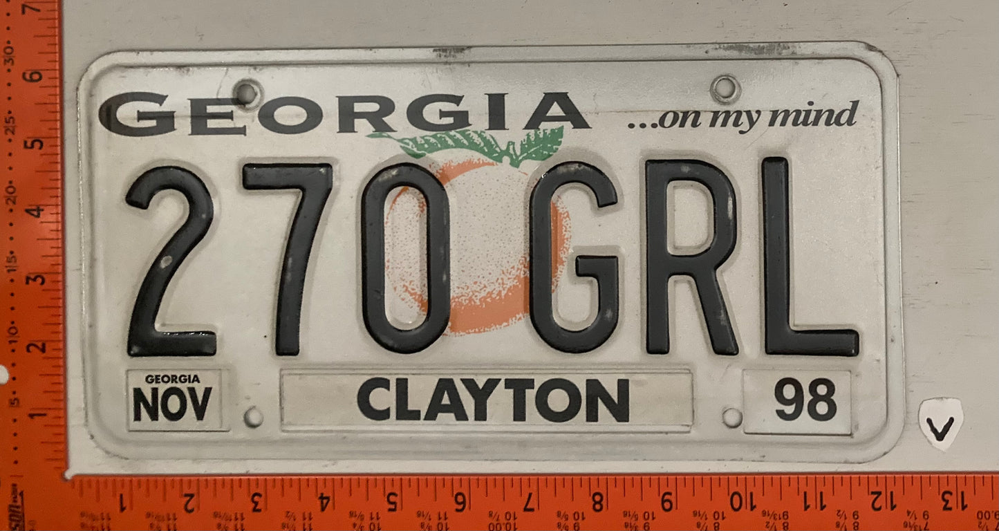 1998 Georgia #270 GRL Passenger License Plate