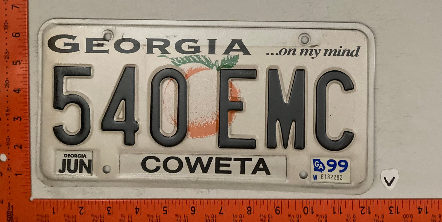 1999 Georgia #540 EMC Passenger License Plate