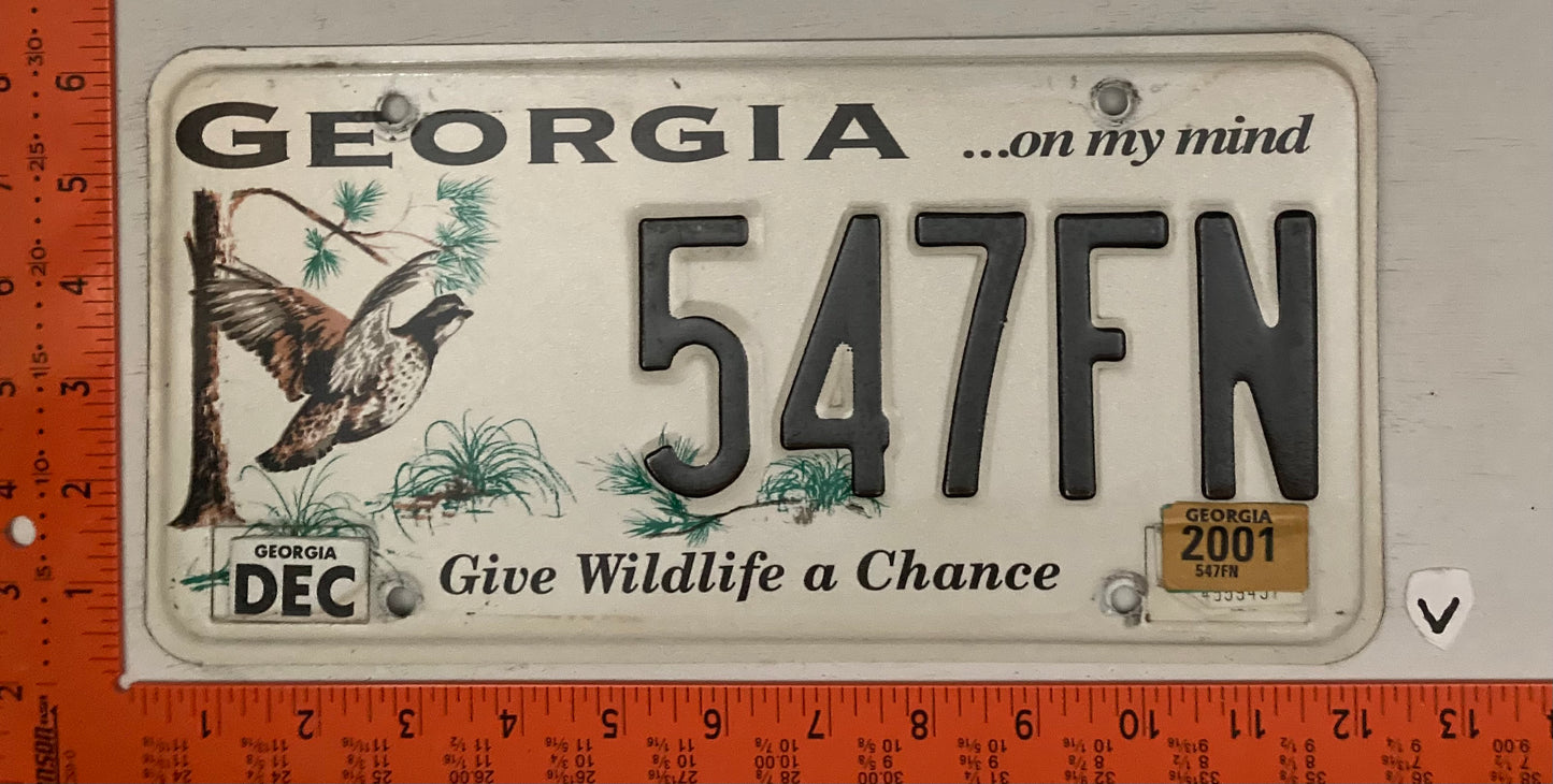 2001 Georgia #547FN Passenger Wildlife License Plate