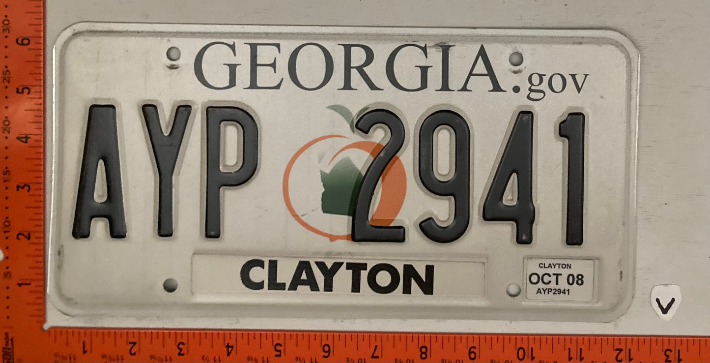 2008 Georgia #AYP 2941 Passenger License Plate