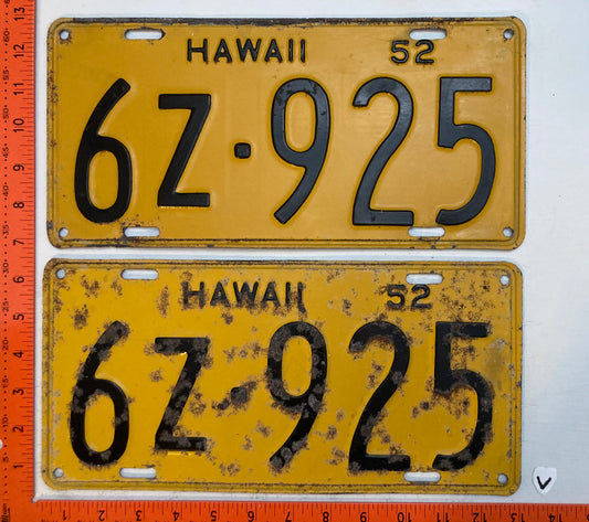1952 Hawaii #6Z-925 Passenger License Plate (Pair)