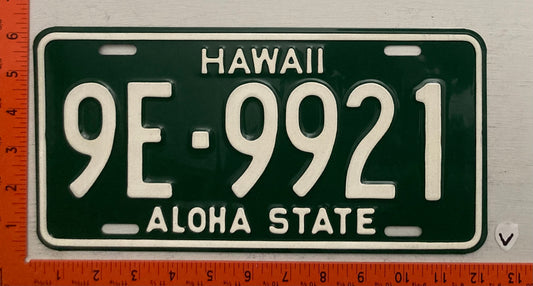 1961-1968 base Hawaii #9E-9921 Passenger License Plate