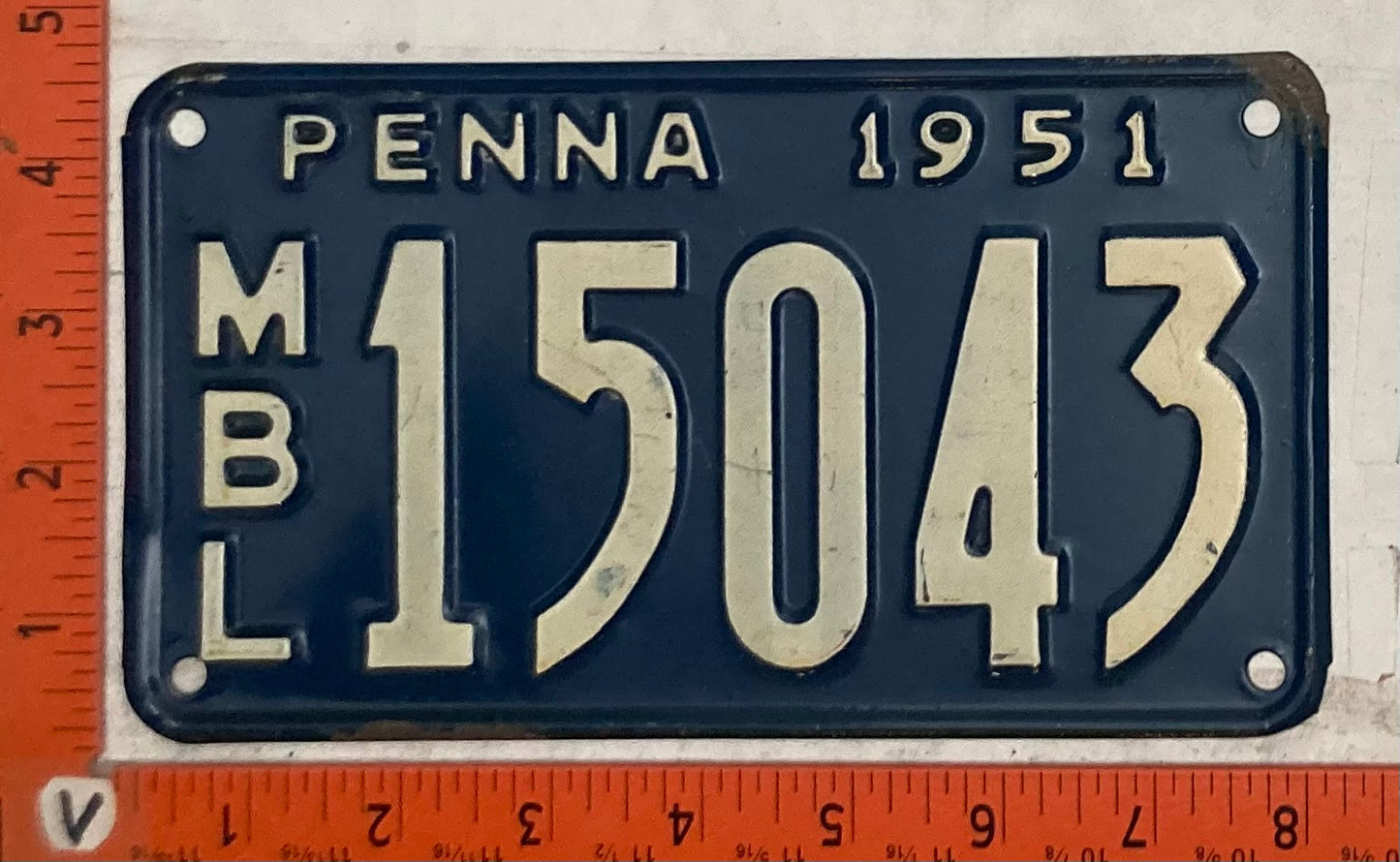 1951 Pennsylvania #15043 Motorboat License Plate