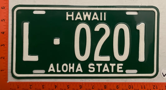 1961-1968 base Hawaii #L-0201 Passenger License Plate