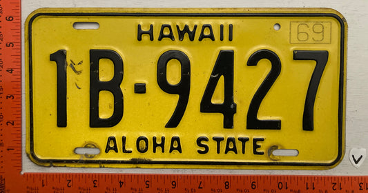 1969 Hawaii #1B-9427 Passenger License Plate