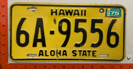 1975 Hawaii #6A-9556 Passenger License Plate