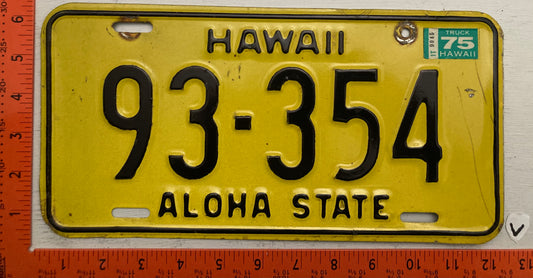 1975 Hawaii #93-354 Truck License Plate