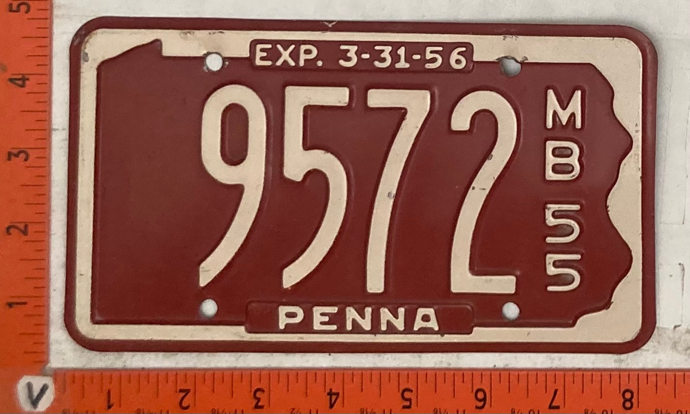 1955 Pennsylvania #9572 Motorboat License Plate