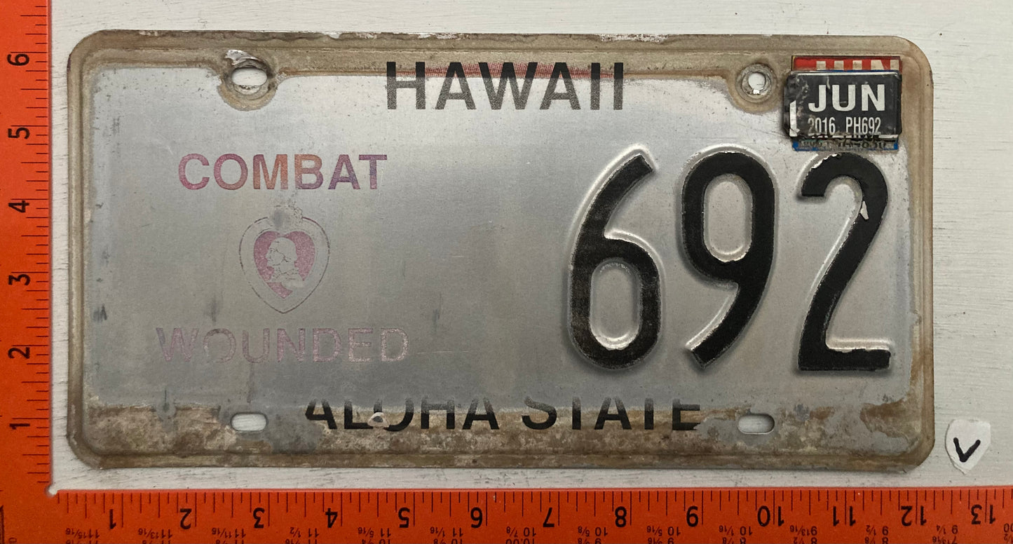 2016 Hawaii #692 Purple Heart License Plate