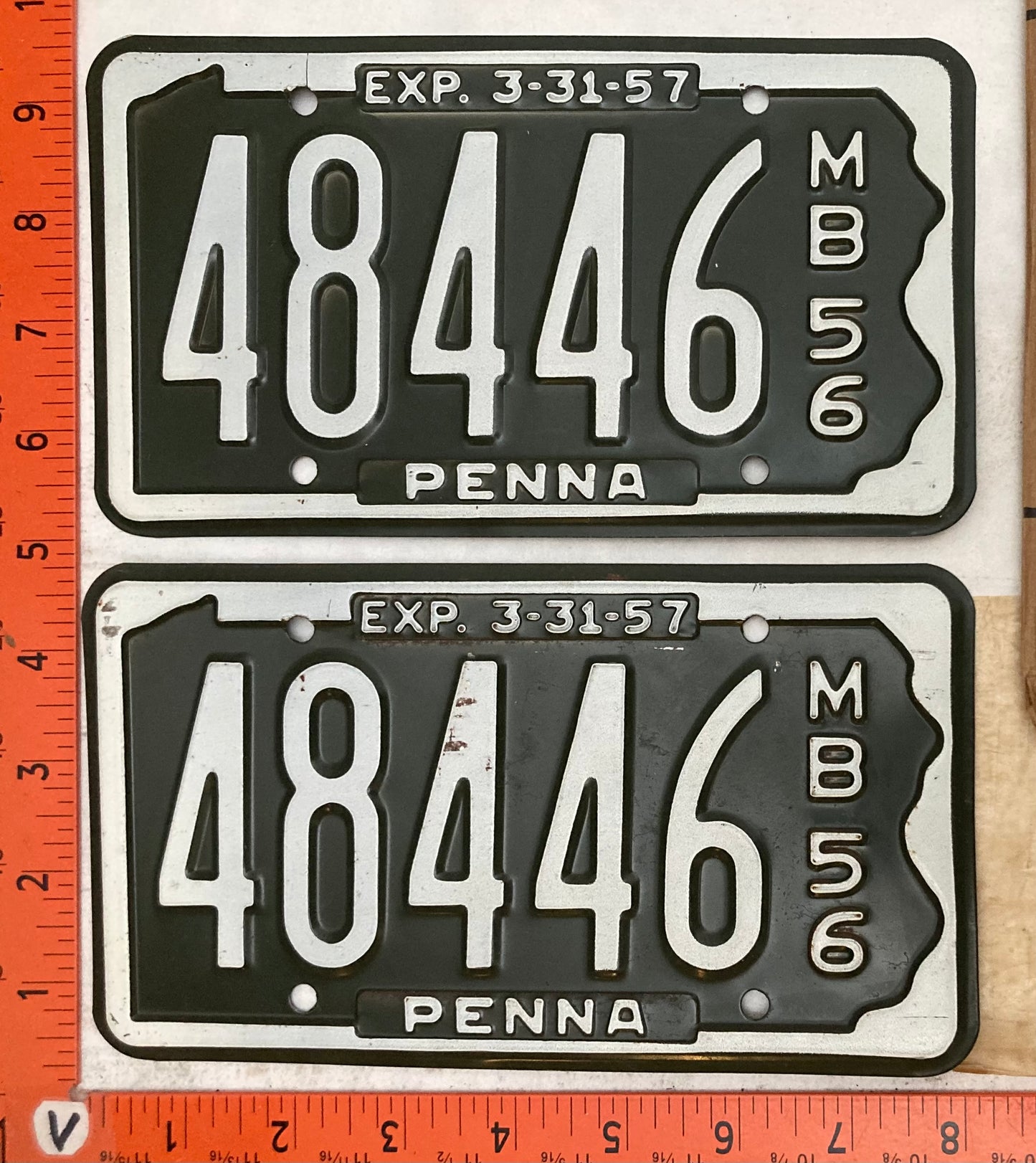 1956 Pennsylvania #48446 Motorboat License Plate (Pair with envelope)