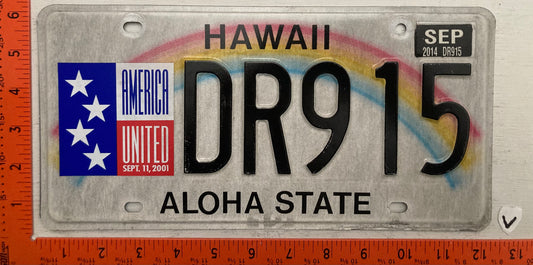 2014 Hawaii #DR915 America United Passenger License Plate
