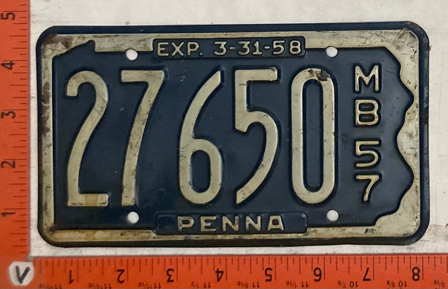 1957 Pennsylvania #27650 Motorboat License Plate