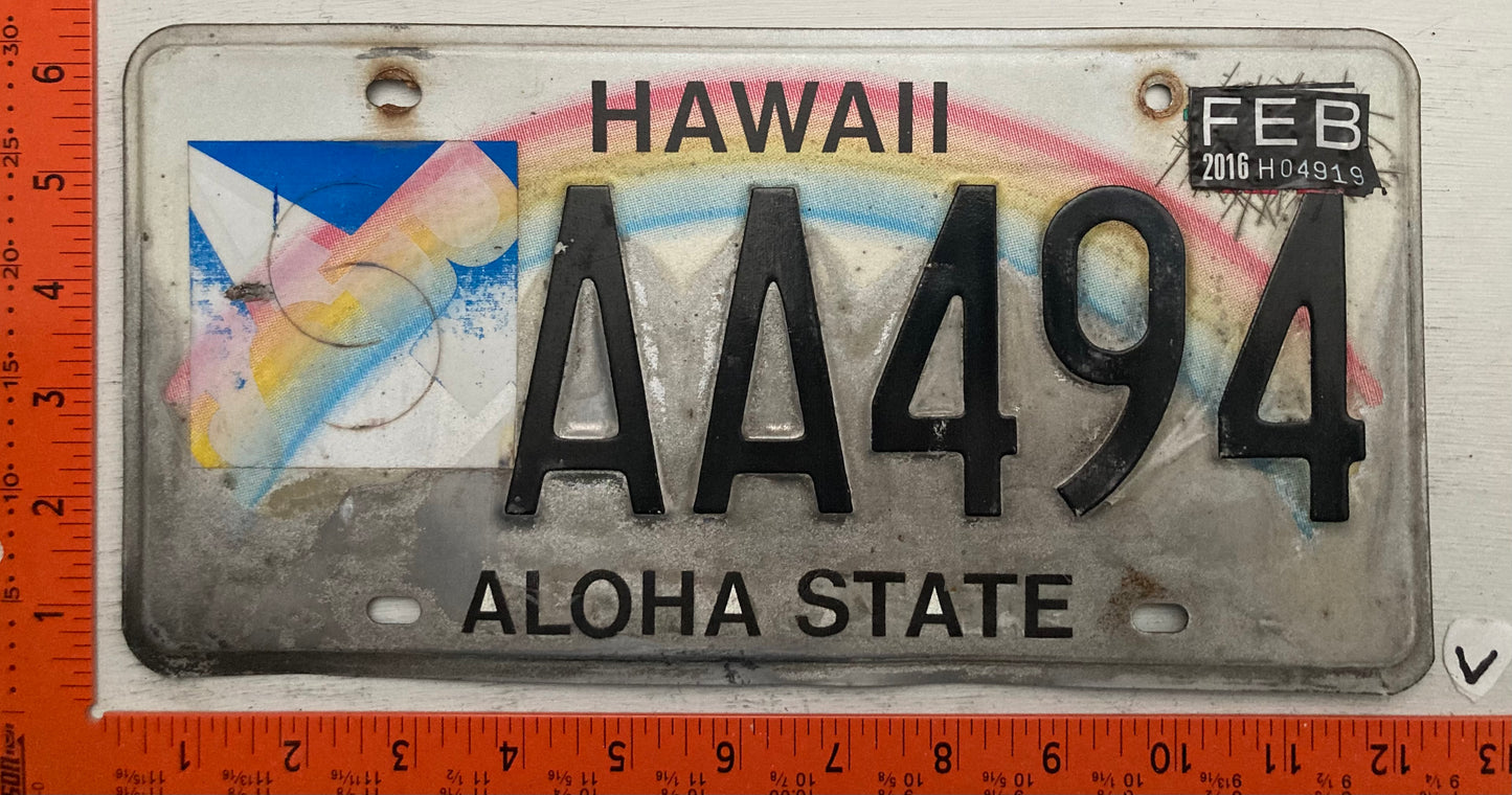 2016 Hawaii #AA494 Passenger Optional License Plate