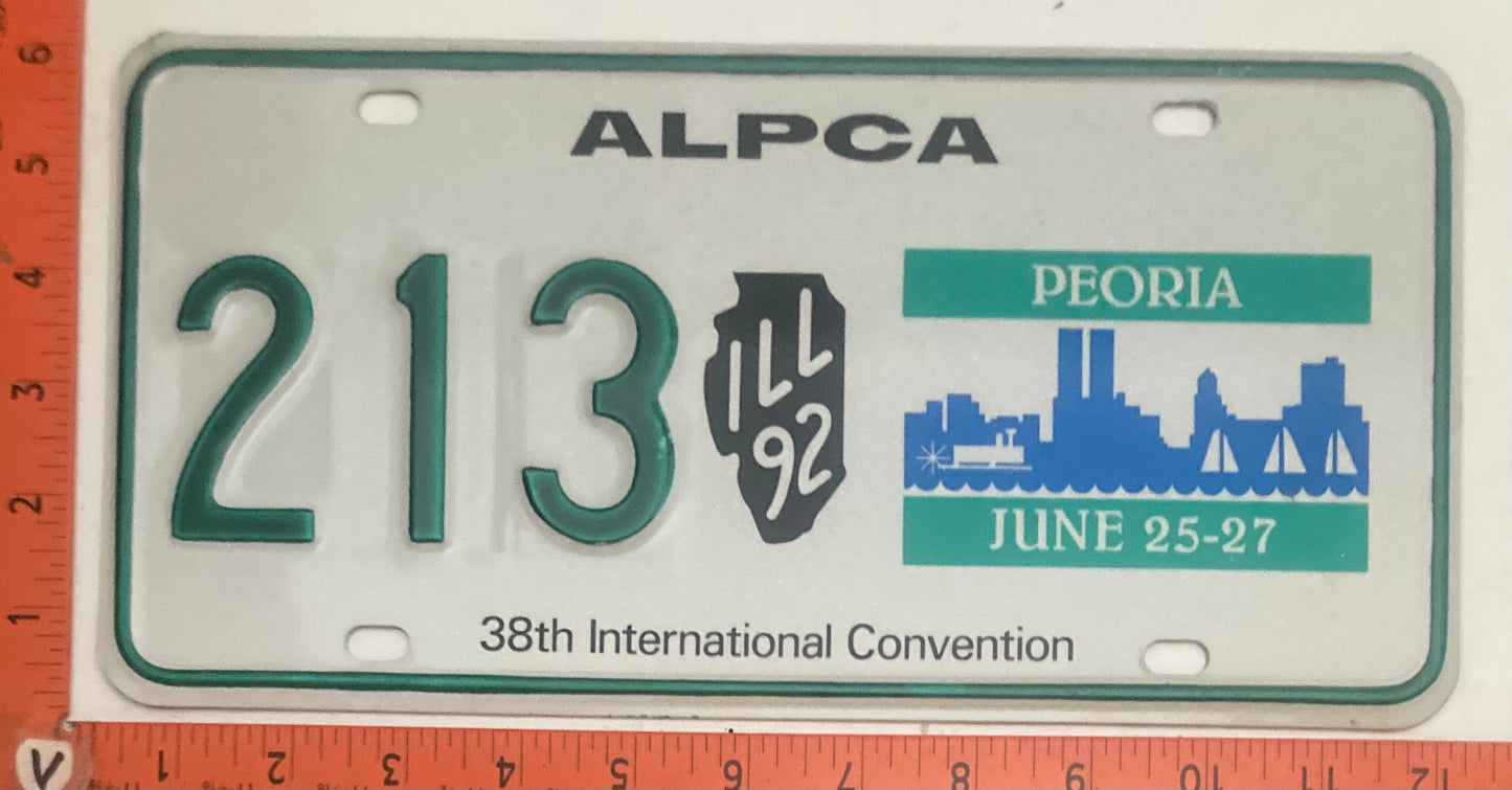 1992 ALPCA Convention, Peoria, Illinois Variable Numbers Souvenir License Plate