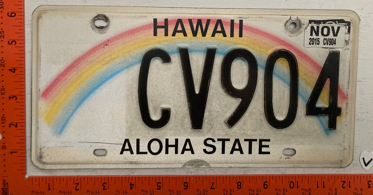 2015 Hawaii #CV904 Passenger License Plate
