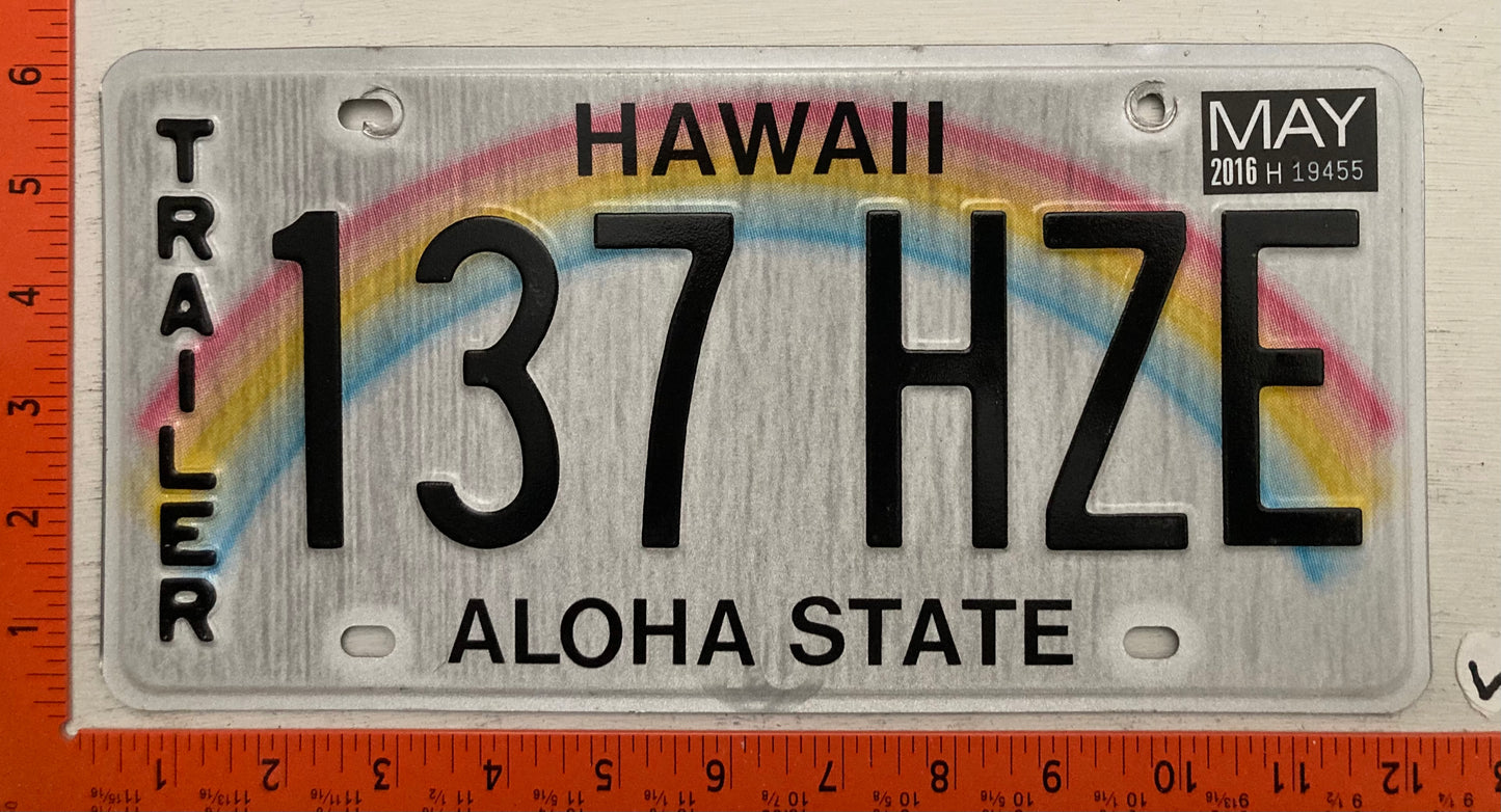 2016 Hawaii #137 HZE Trailer License Plate