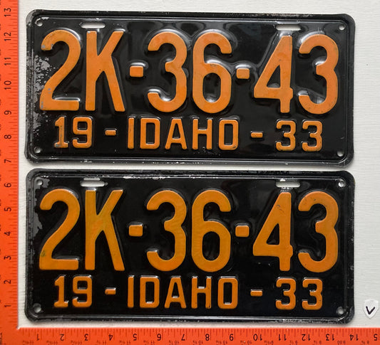 1933 Idaho #2K-36-43 Passenger License Plate (Pair)