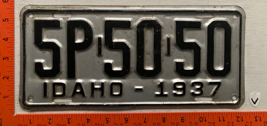 1937 Idaho #5P-50-50 Passenger License Plate