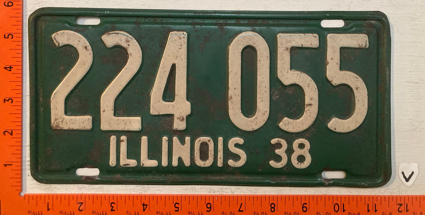 1938 Illinois #224 055 Passenger License Plate
