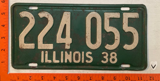 1938 Illinois #224 055 Passenger License Plate