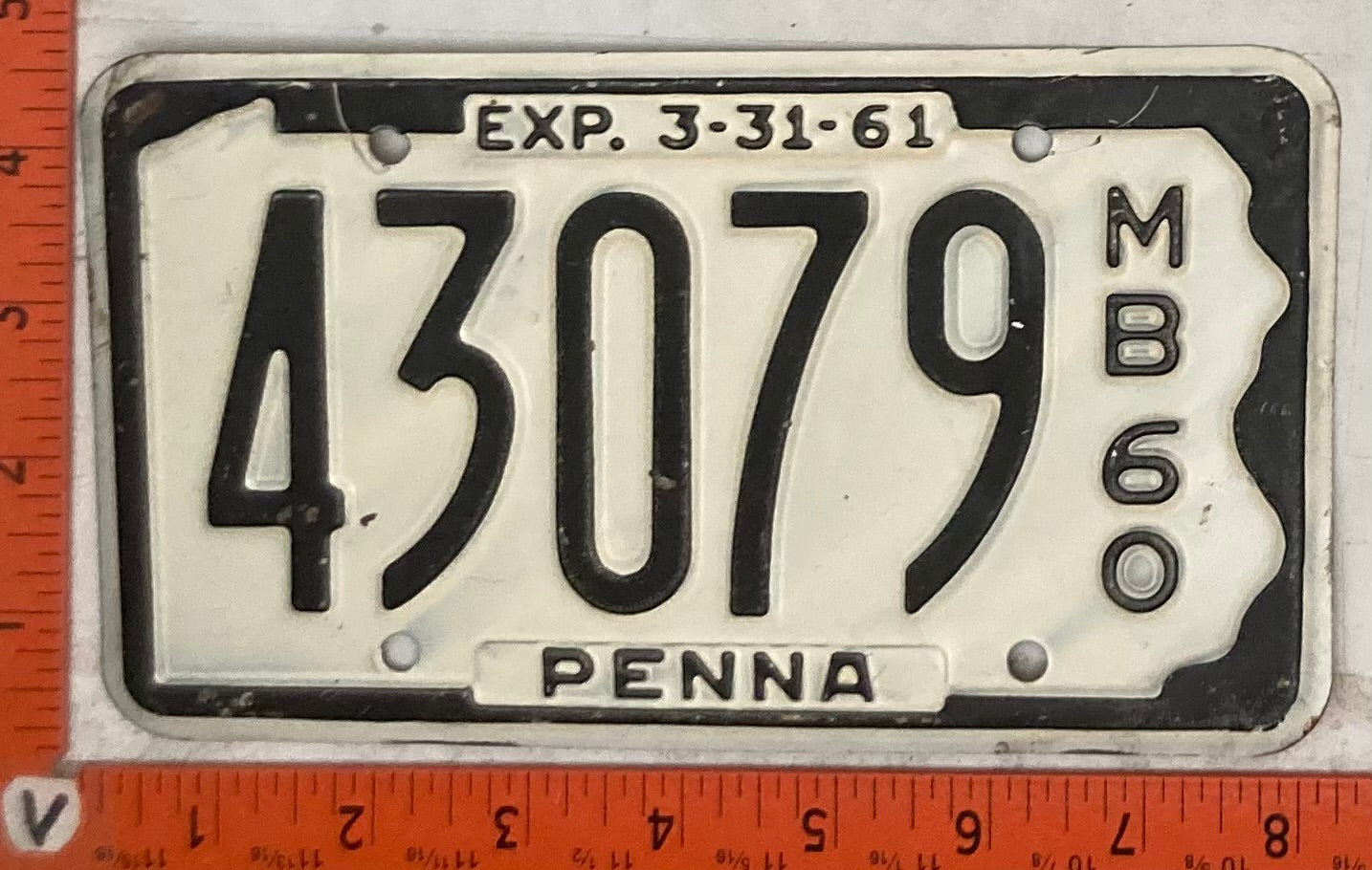 1960 Pennsylvania #43079 Motorboat License Plate