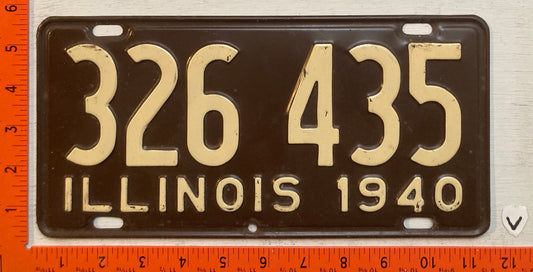1940 Illinois #326 435 Passenger License Plate