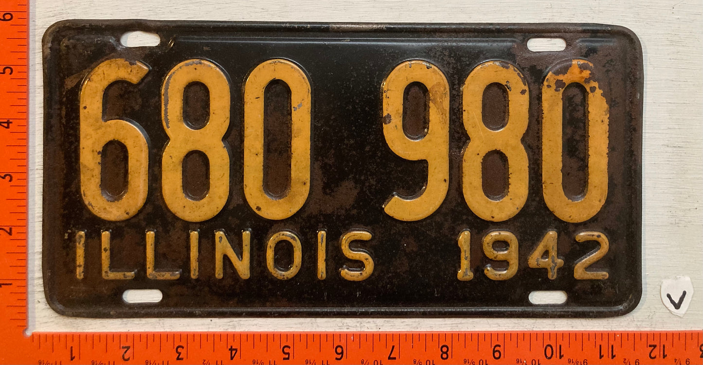 1942 Illinois #680 980 Passenger License Plate