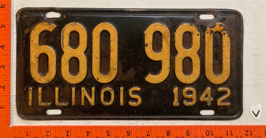1942 Illinois #680 980 Passenger License Plate