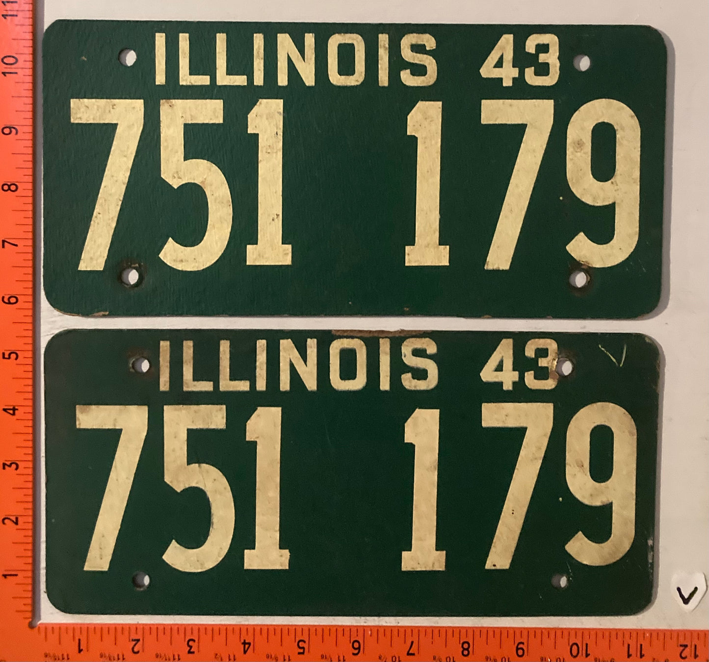 1943 Illinois #751 179 Passenger License Plate (Pair)